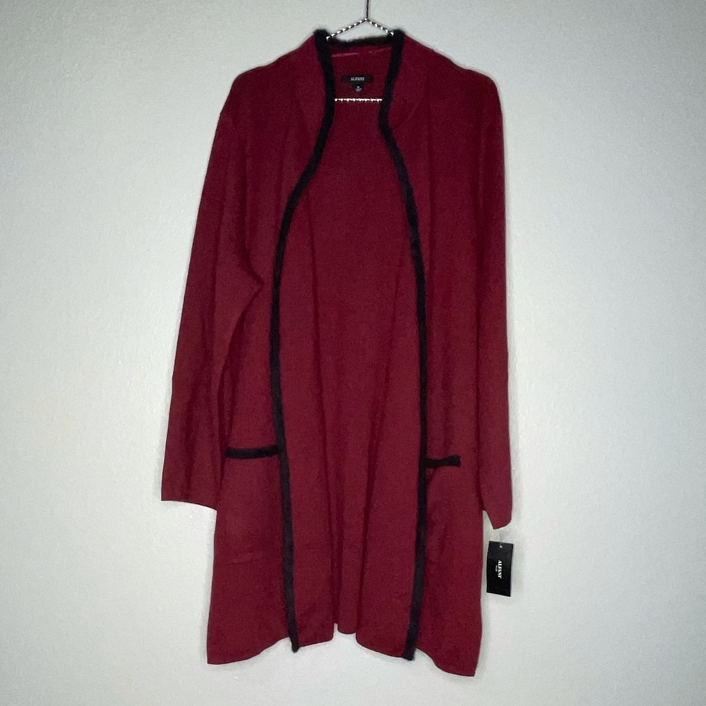 Alfani cardigan sweater burgundy and black plus size 3x
